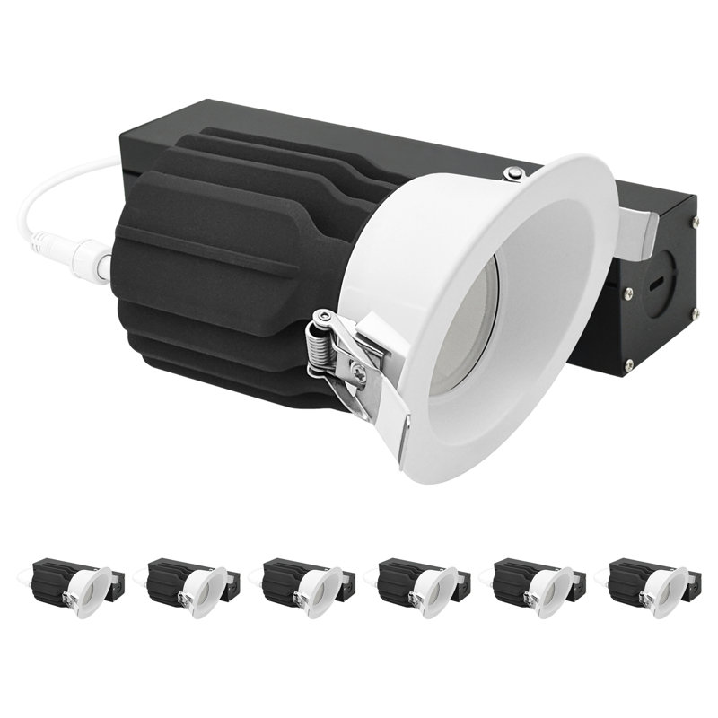 Luxrite 3 po Luminaire encastré à DEL sans cadre avec rondelle blanche ronde et interchangeable, 15 / 20W, 1450 / 2100LM, intensité variable, faisceau de 60 °, intensité variable, paquet de 6