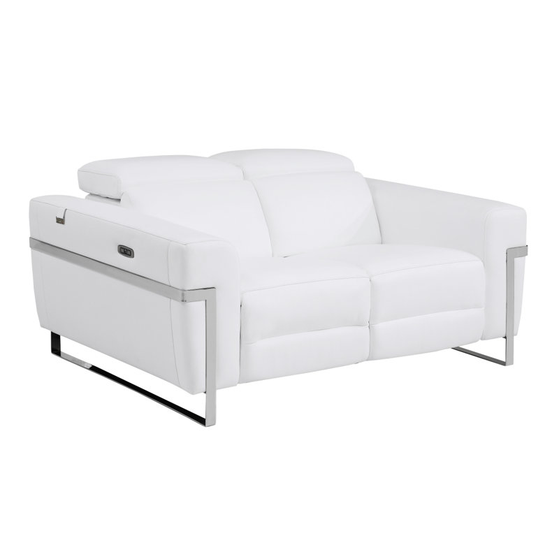 Upholstered Recliner, White Leather
