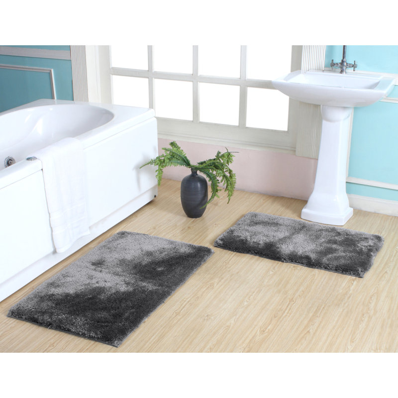 Luxury Microfiber Bath Rug Set - 20”X32”/23”X39”, Gray