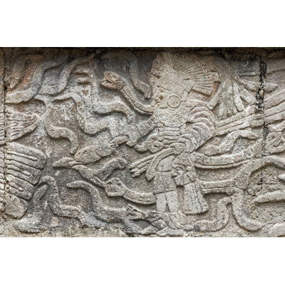 Mayan Stone Carving - Wrapped Canvas Print
