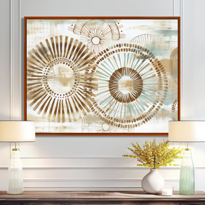 Beige Boho Bohemian Mandala Spiral I - Boho Mosaic Decor Wall Art Living Room