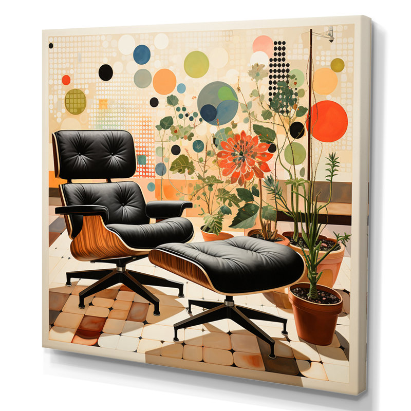 Corail noir Mid Century Iconic Chairs III - reproduction sur toile, H 24 po x l 24 po x P 1 po, Toile tendue