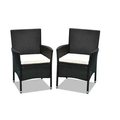2 chaises de salle à manger en osier avec coussins et rotin Outsunny