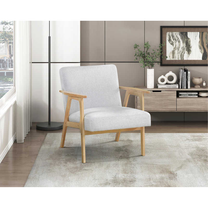 Chaise rembourrée contemporaine en tissu gris avec finition naturelle et capacité de 300 lb.