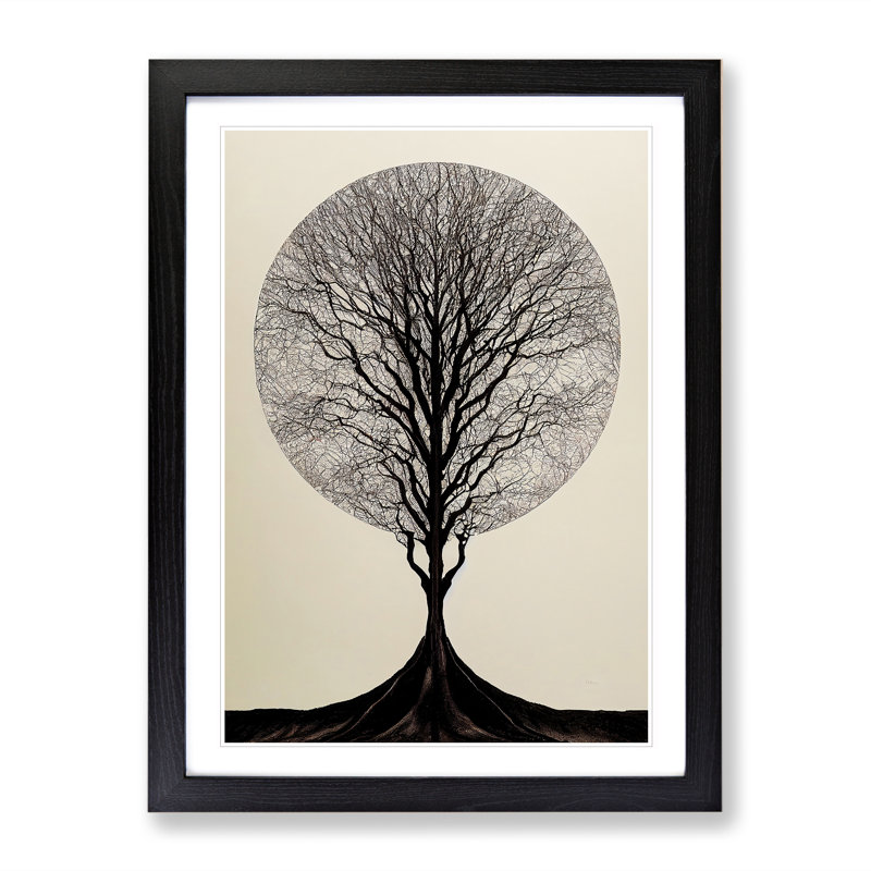 Antique Tree No.7 - Single Picture Frame Print, Black Framed, 46cm H x 34cm W x 2cm D