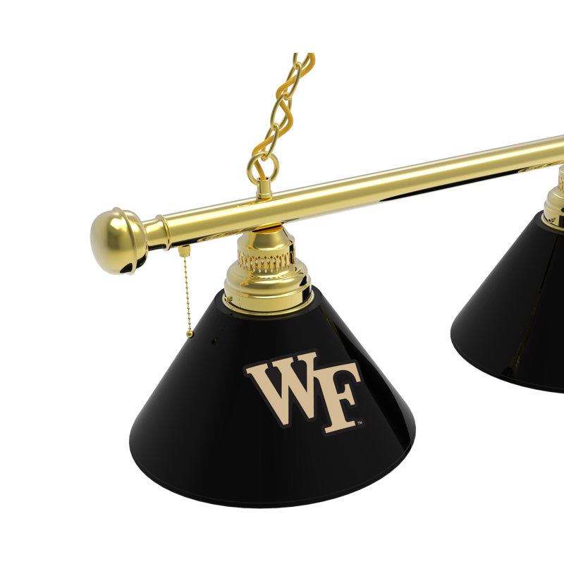 3 - Light Pool Table Lights Pendant, Brass, Wake Forest Demon Deacons