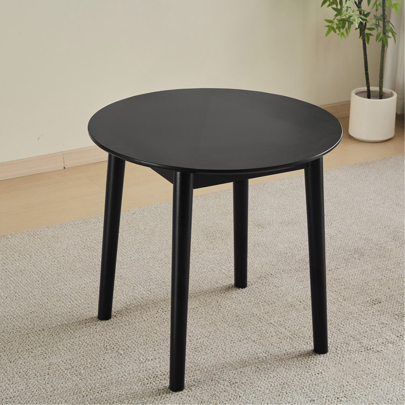 Table ronde, en bois massif, pouvant accueillir 2 à 4 personnes, diamètre 31,5 po, Noir