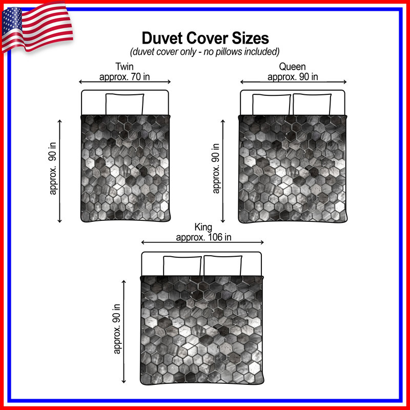 Housses de couette en tuiles hexagonales métalliques, Grand lit