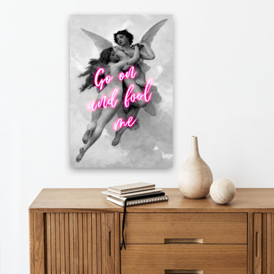 Neon Angelic Embrace Ethereal Romantic Abstract Landscape Nature Wall Art Print 1 Piece Wrapped Canvas Wall Art
