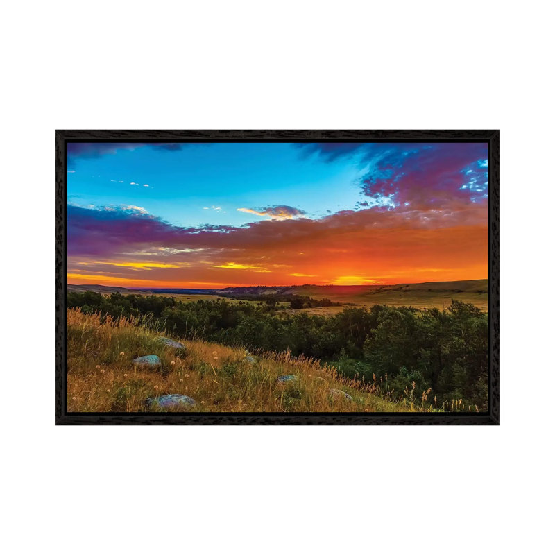 Montana Sunrise by Sarah Kadlecek - Print on Canvas, 45.72cm H x 66.04cm W x 3.81cm D, Black Framed