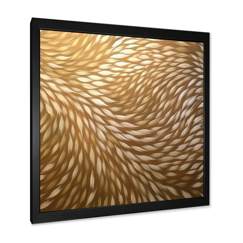 Delicate Modern Wave Pattern - Print on Canvas, 16" H x 16" W x 1" D, Black Picture Framed