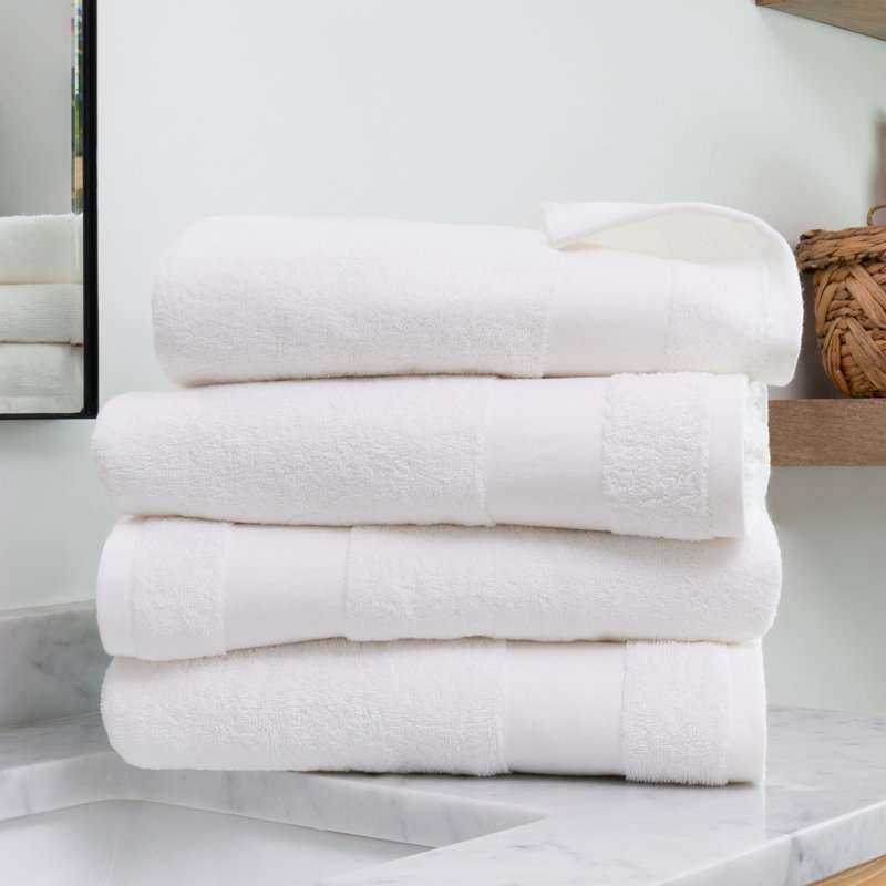 Ensemble de 4 serviettes de bain Wayfair Basics, Blanc