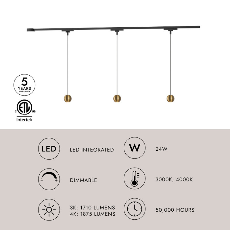 Faria 38-in Gold dimmable LED Trilo Ceiling Kit, Brushed Gold