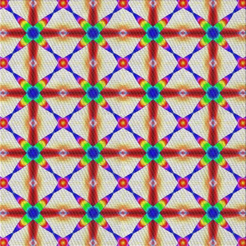 Motif géométrique rouge/vert/bleu Tapis décoratif, Carré 7 pi