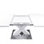 Table de salle à manger carrée blanche, extensible, avec base en acier, h 29,35 po, Perspectives modernes faciles à nettoyer, plateau extensible 220 lb