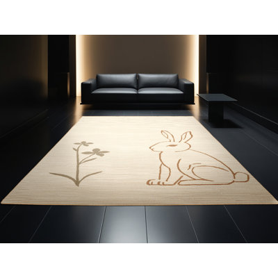 Tapis abstrait moderne et contemporain Torresdale St Patties lavable à la machine - Reliure brun clair