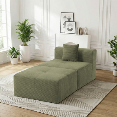 Cloud Sectional Couch, 1 Seat Sectional Couches for Living Room, Green Cloud Modular Sectional Sofa, Memory Foam, Extra Deep Loveseat, No Assembly,Green