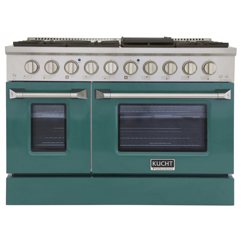 Kucht 48'' W Dual Fuel Range, Green, Liquid Propane