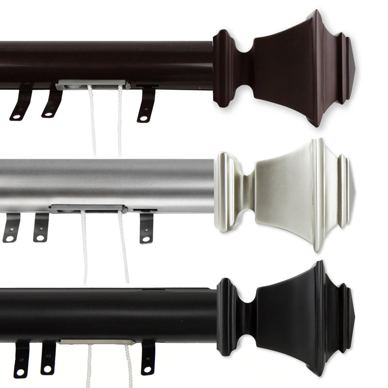 Tringle à rideaux simple réglable 1,5 po Venita, Noir, l 48 po à 84 po