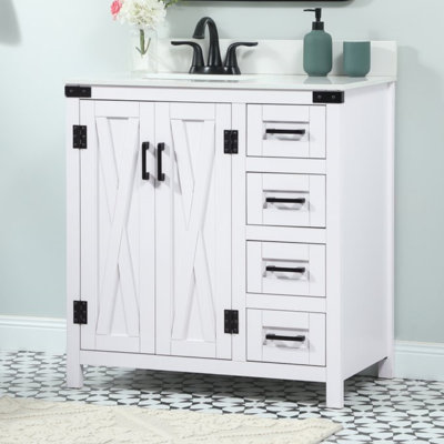 Slayton 32'' Single Bathroom Vanity with Engineered Marble Top