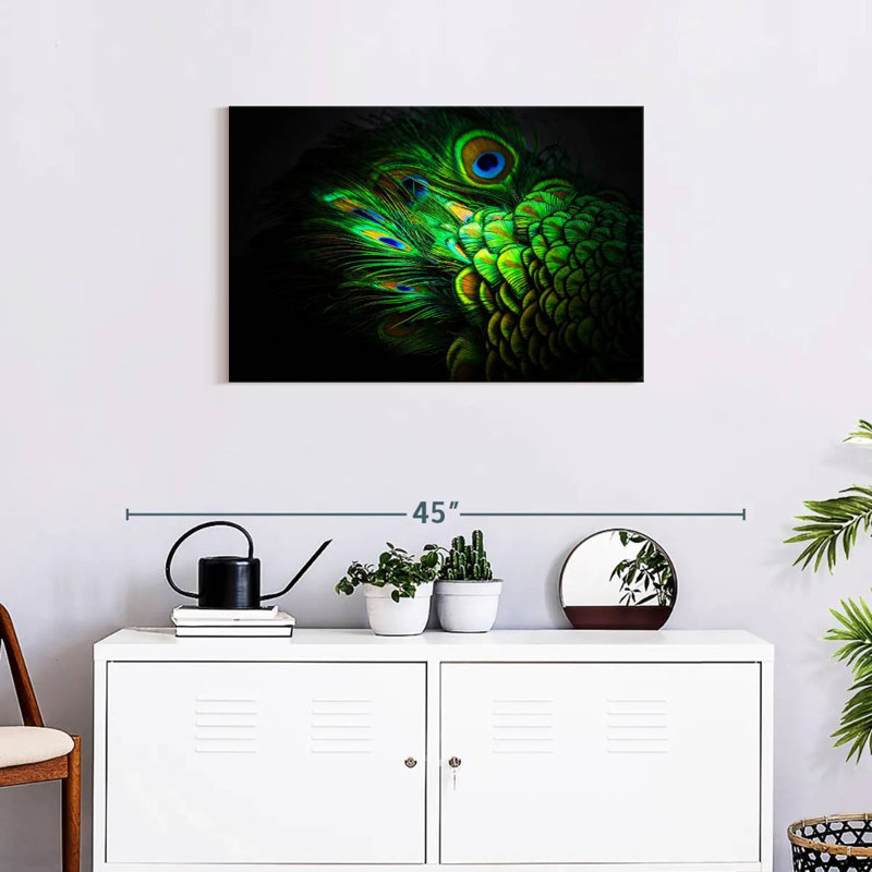Emerald Peacock Feather, 20" H x 30" W