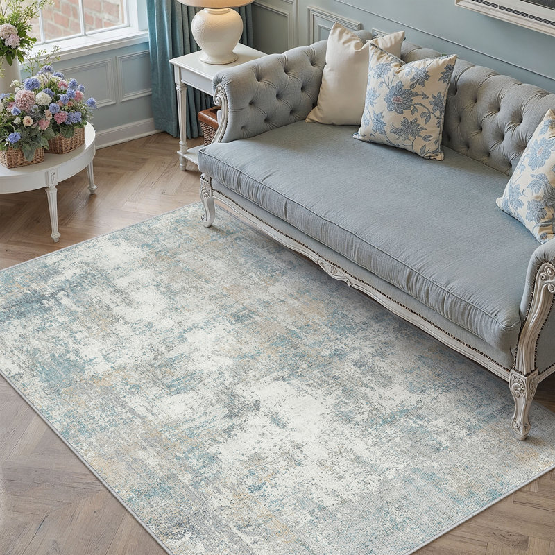 Tapis abstrait moderne avec envers antidérapant Elroy, Rectangle 5 pi x 7 pi