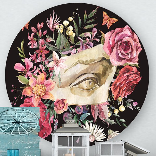 House of Hampton® Greek Sculpture David Eye With Dried Wildflowers On Wood  Painting