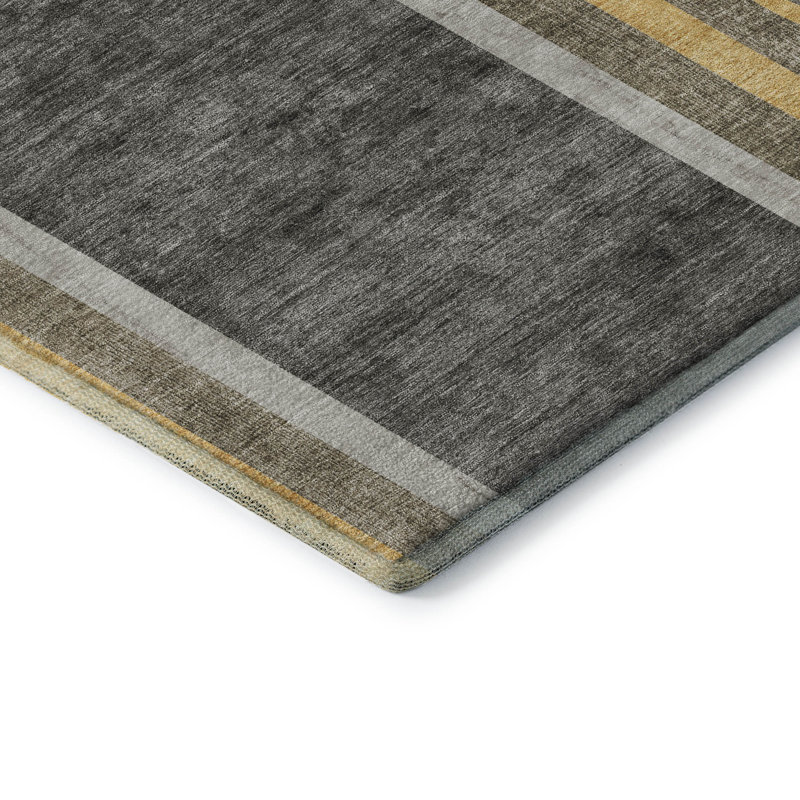 Tapis taupe Cerrito AMF532 lavable à la machine de qualité supérieure, Tapis de couloir 2 pi 3 po x 7 pi 6 po