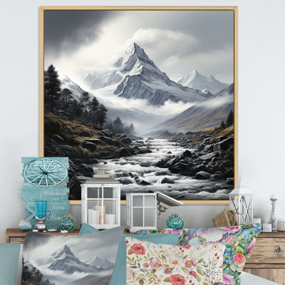 Art mural mural montagnes alpines monochromes de Suisse II