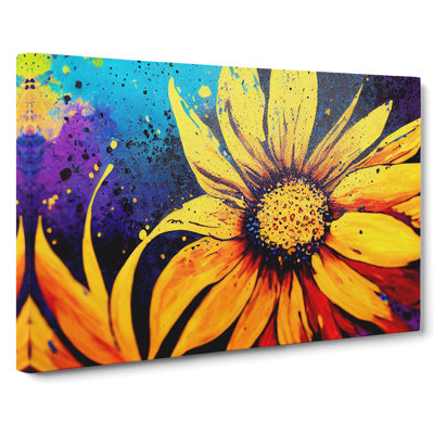 XXX-H1022-WF-8592X Sunflower Splash Vol.1 Abstract - Wrapped Canvas Print