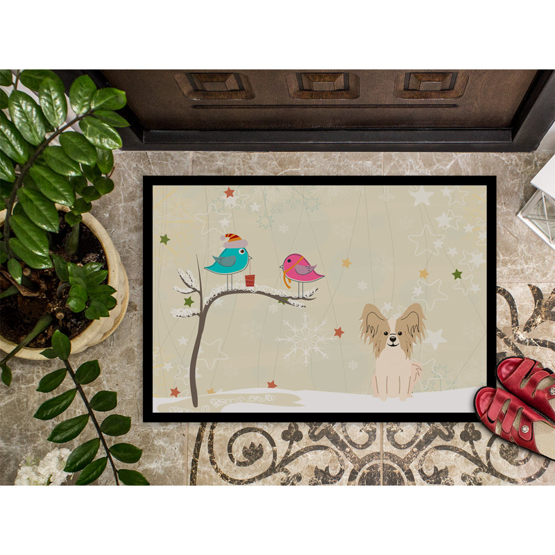 Tapis d'entrée antidérapant Faustena, Rectangle 2 pi x 3 pi, Zibeline / blanc