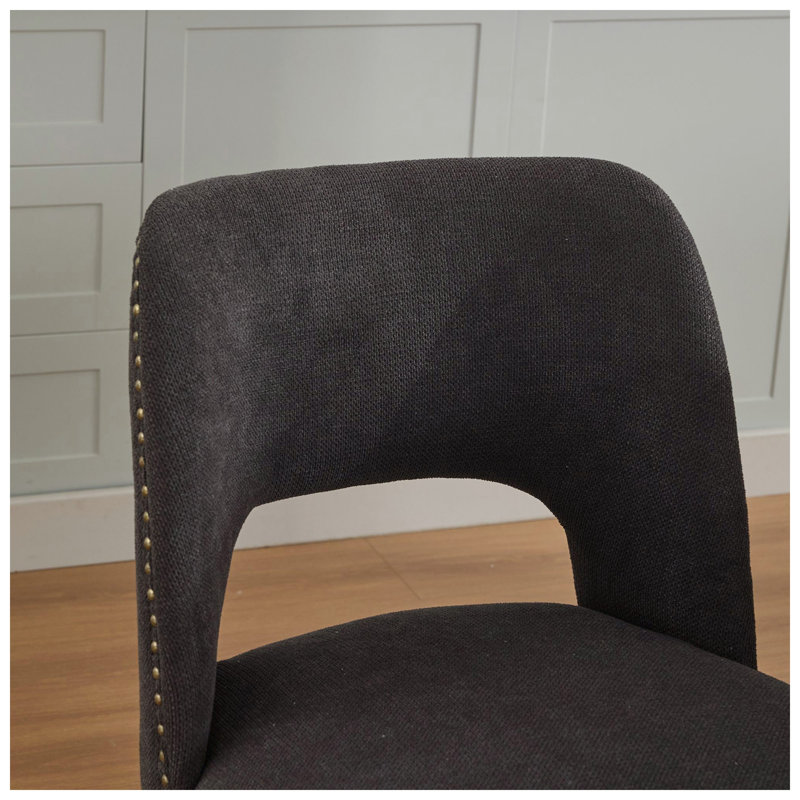 Chaises de salle à manger rembourrées en bois d'hévéa massif l 22,8 po x P 20 po x H 35,2 po A&A Furniture, Gray, Gray