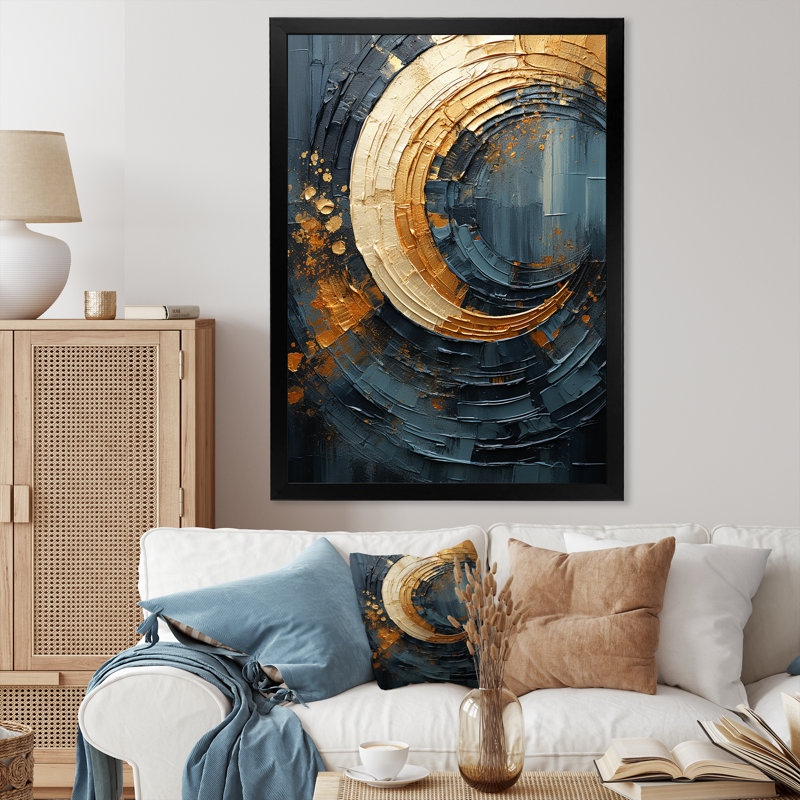 Impression sur toile Golden Twilight Spiral I - Abstract Spirals, Cadre photo noir, H 32 po x l 24 po x P 1 po