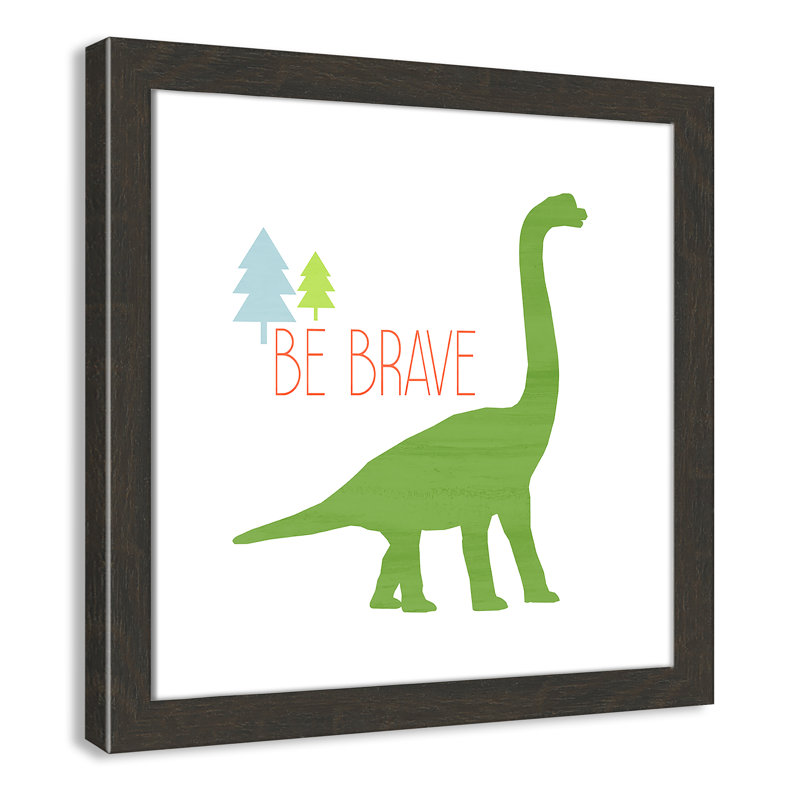 Dino Brave 1 ', art encadré, H 16 po x l 16 po x P 0,6 po, Cadre plat à grain de bois noir