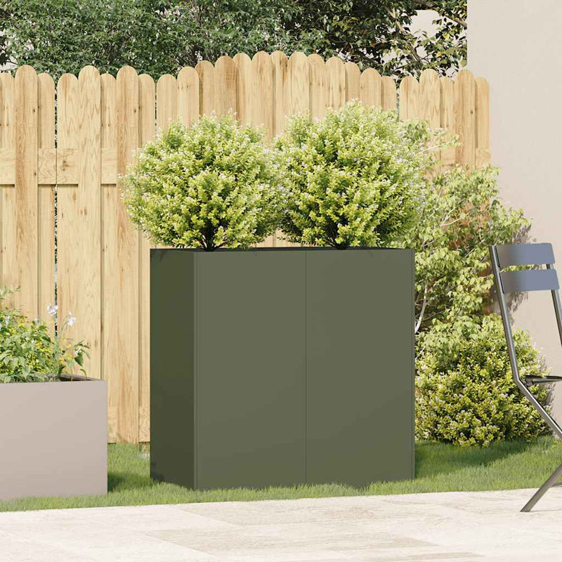 Metal Planter Box, Olive Green, 31.50" H x 31.50" W x 15.75" D