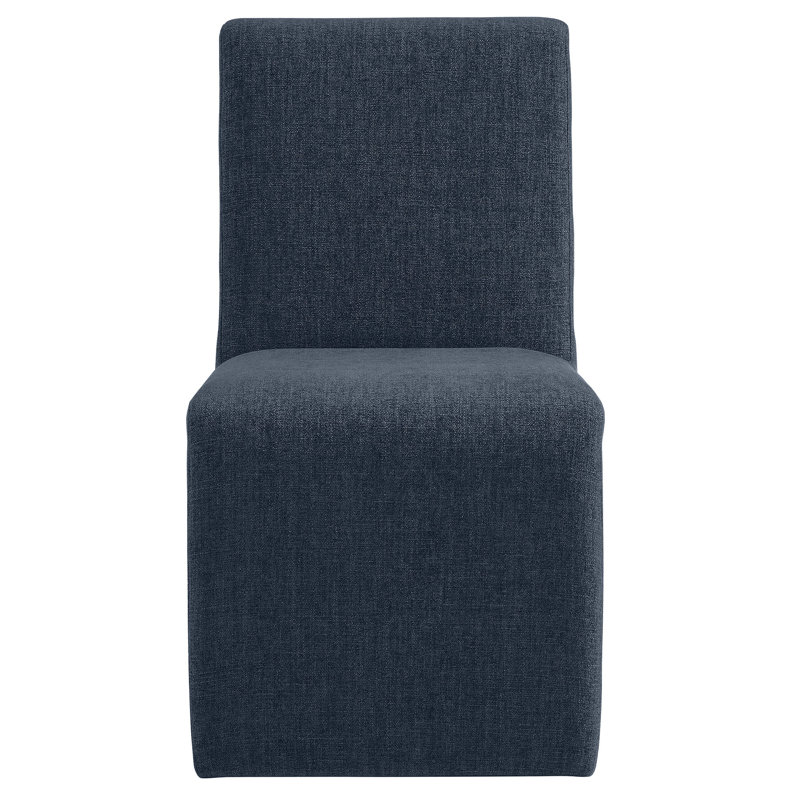Chaise d'appoint de salle à manger rembourrée en tissu Emory, Bleu ardoise