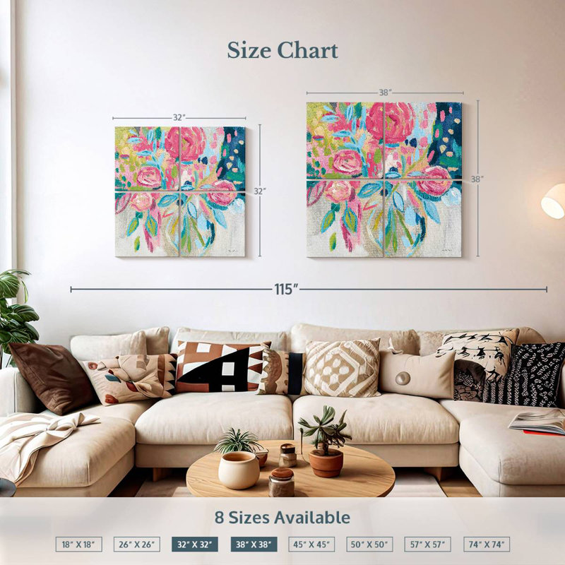 Harnek Summer Pink Floral, 32" H x 32" W