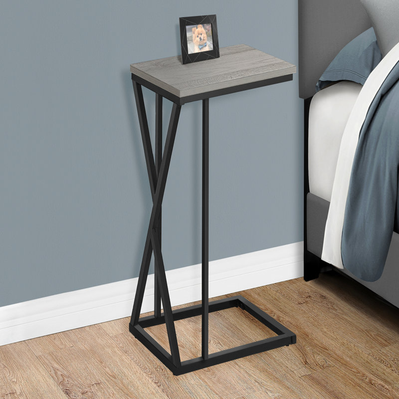Table d'appoint, en forme de C, bout, côté, collation, stratifié, métal noir, contemporain, moderne, Gris