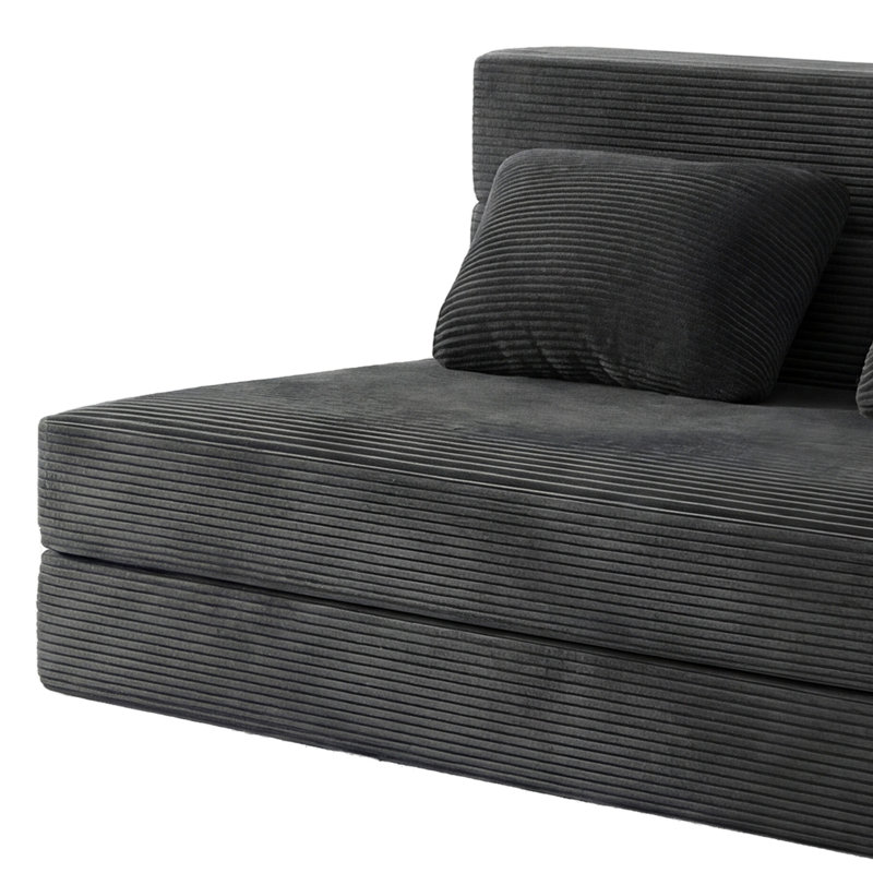 Canapé-lit convertible pliant, mousse mémoire, H 24,20 po x l 60,20 po x P 32 po, Black, 3