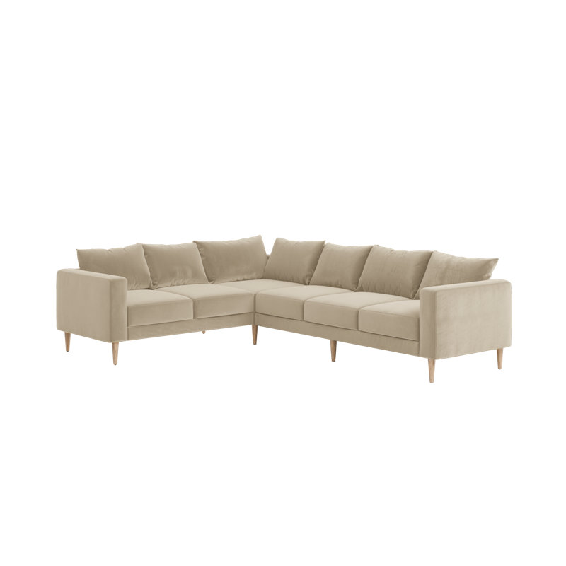 Essential 6-Seat Corner Sectional, Natural, Cashew Recycled Velvet