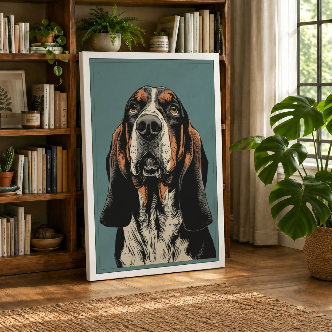 Dignified Basset Hound Modern Canvas Art Print