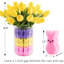 Décorations de Pâques - Pâques Peeps Decor - 15 tulipes artificielles avec 45 ensembles de remplissage de vase pour lapins, centres de table pour la maison