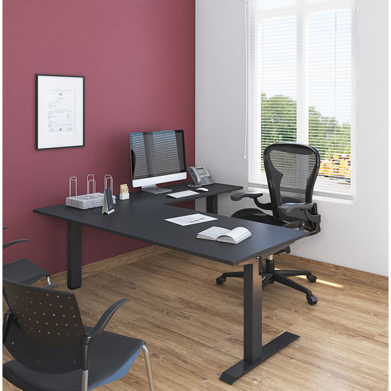 Bureau pour travailler debout en L Harksdale, Noir