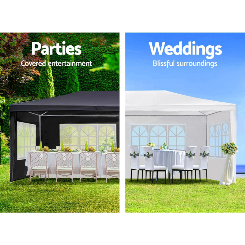 10X20' Wedding Party Canopy Tent Outdoor Gazebo With 6 Removable Sidewalls, Black