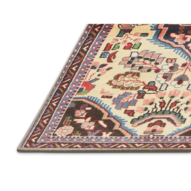 Tapis beige/noir traditionnel Groveson, Rectangle 5 pi x 7 pi