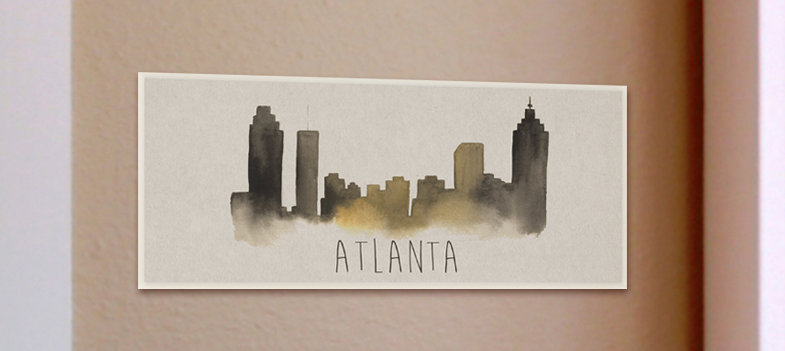 « atlanta horizon silhouette », impression, H 7 po x l 17 po, Plaque