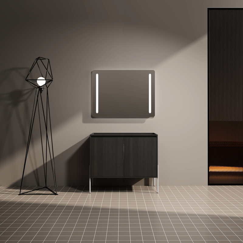 Meuble-lavabo sur pied 36 po, chêne foncé - Meuble-lavabo d'extérieur pour salle de bain, peu encombrant