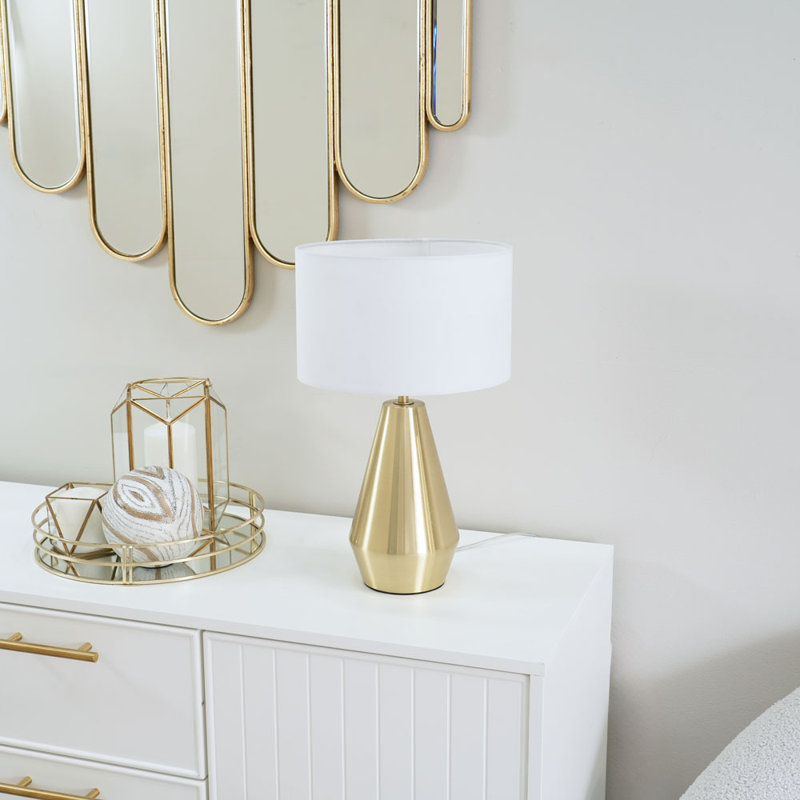 Metal Table Lamp, White, Gold