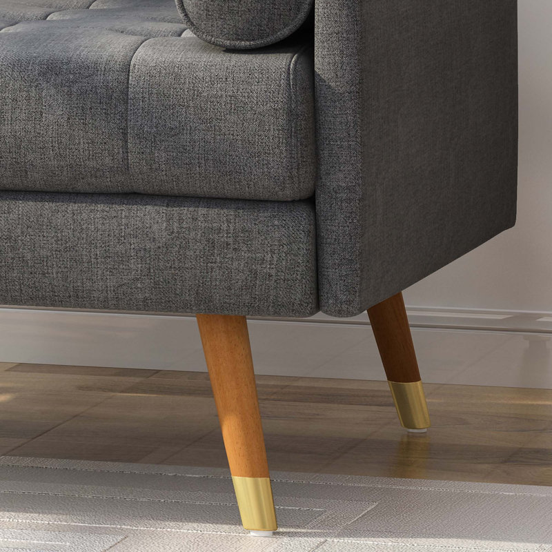 Fauteuil en polyester touffeté de 95,88 cm de large Haiden, Tissu gris foncé