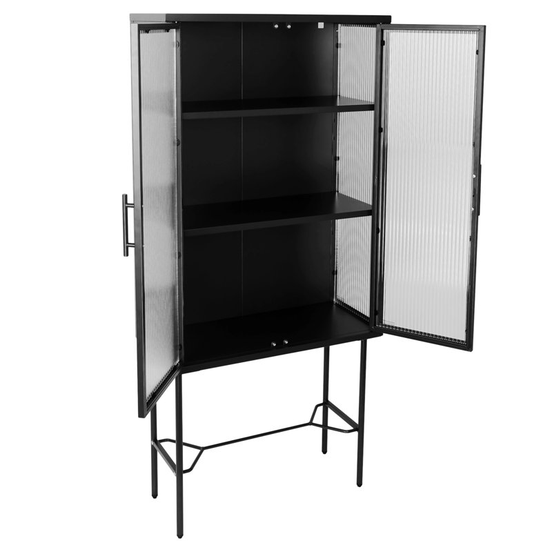 Armoire Caresha avec 2 portes en verre, Noir